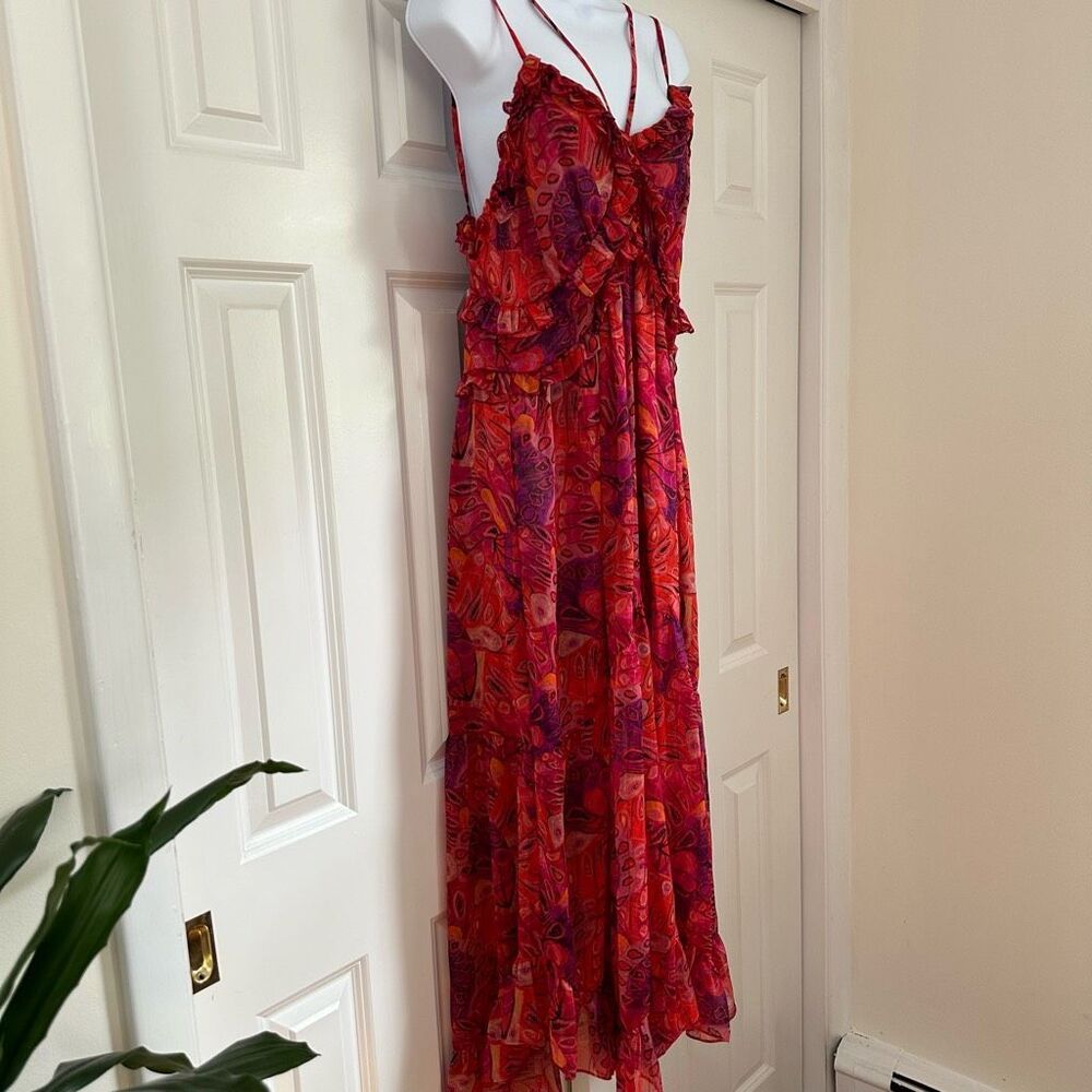 MISA LOS ANGELES Adrienne Midi Dress in Abstract Butterfly - Large - Picture 3 of 8